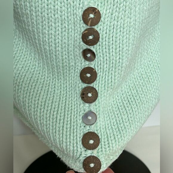 Pure Handknit Mint Green Chunky Thick Hand Knitted Sweater 100% Cotton size M/L - Picture 5 of 11